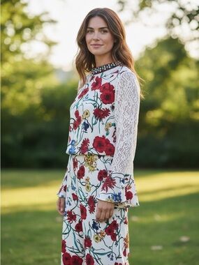 Rare one of a kind Juicy Couture Black Label Wildflowers Silk 2pc Pant Set